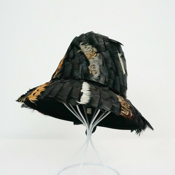 Vintage Feather Tall Bucket Hat Wool Felt main image 6